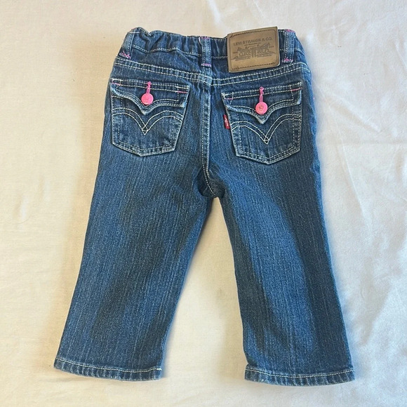 Levi’s - Blue and Pink Cropped Denim Jeans with Belt Loops - Picture 2 of 5